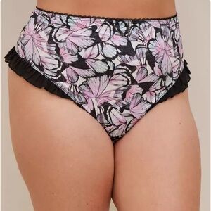 Torrid Butterfly Satin Ruffle High-Rise Thong Panty 2X